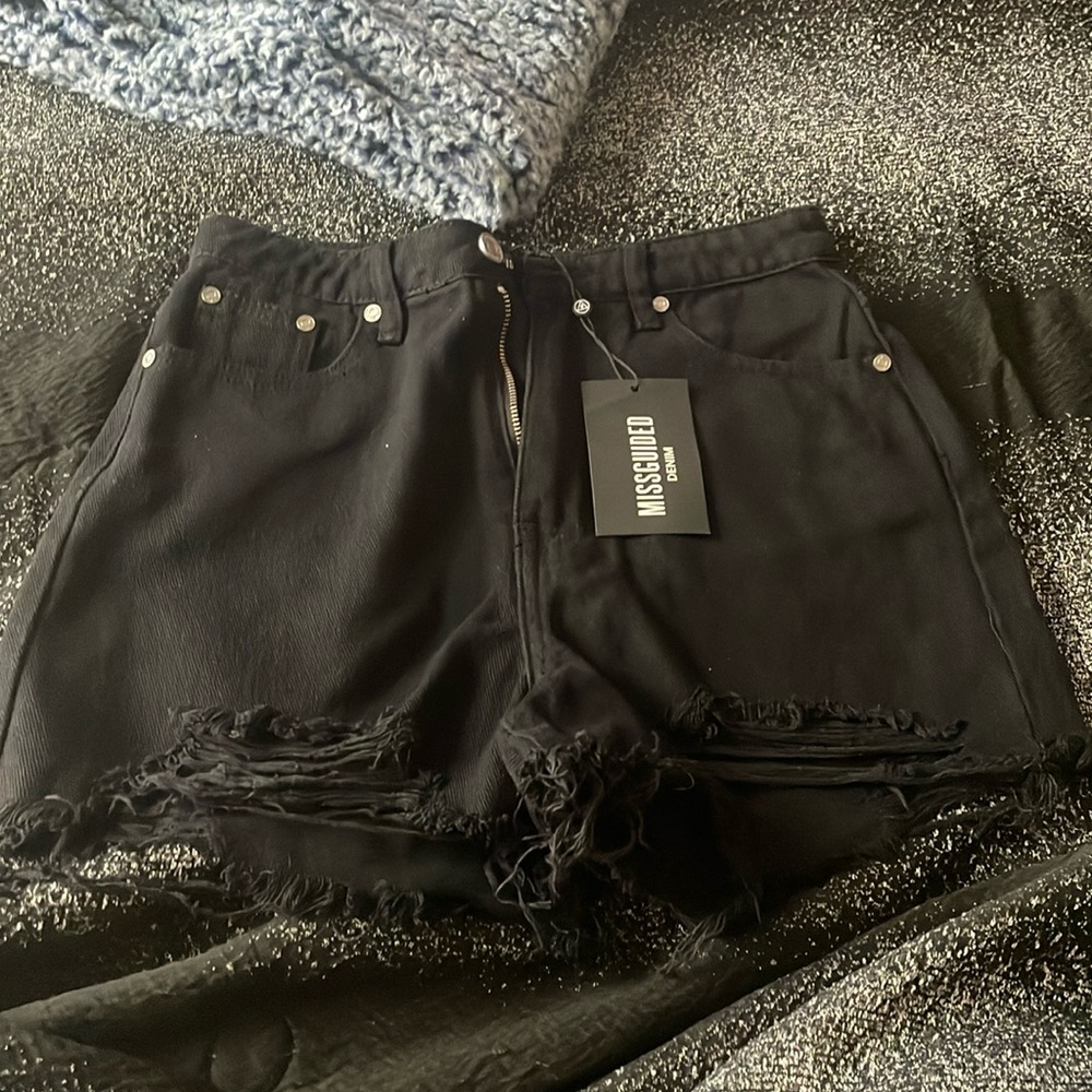 Brand new black denim Missguided shorts